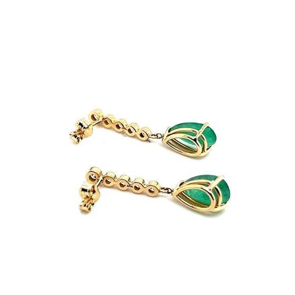 Natural Emerald Diamond  Earrings 14k Y Gold 2.23 TCW Certified $3,975 121256 - Picture 5 of 12